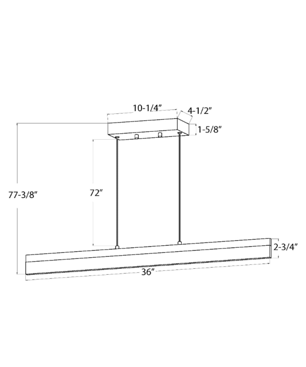 36"W 1-Light Linear Bar Ribbon LED Kitchen Island Light Fixture