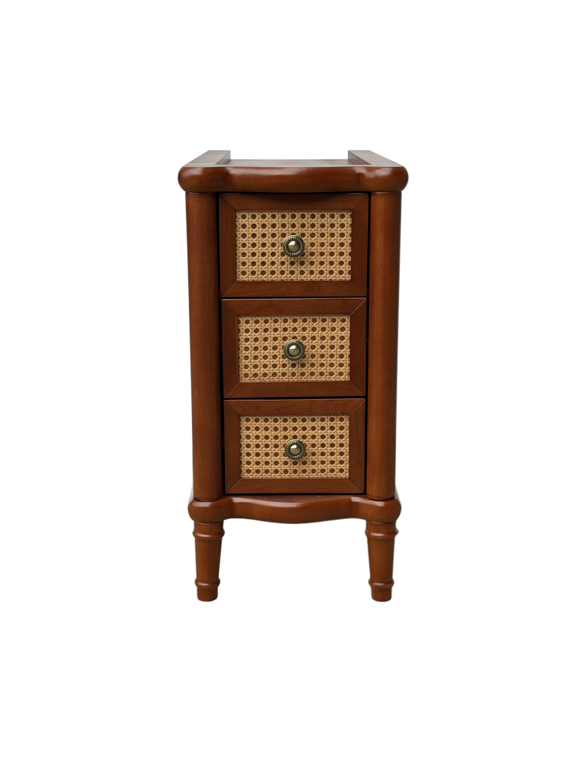 End Table - Rattan Narrow Side Table with 3 Drawers