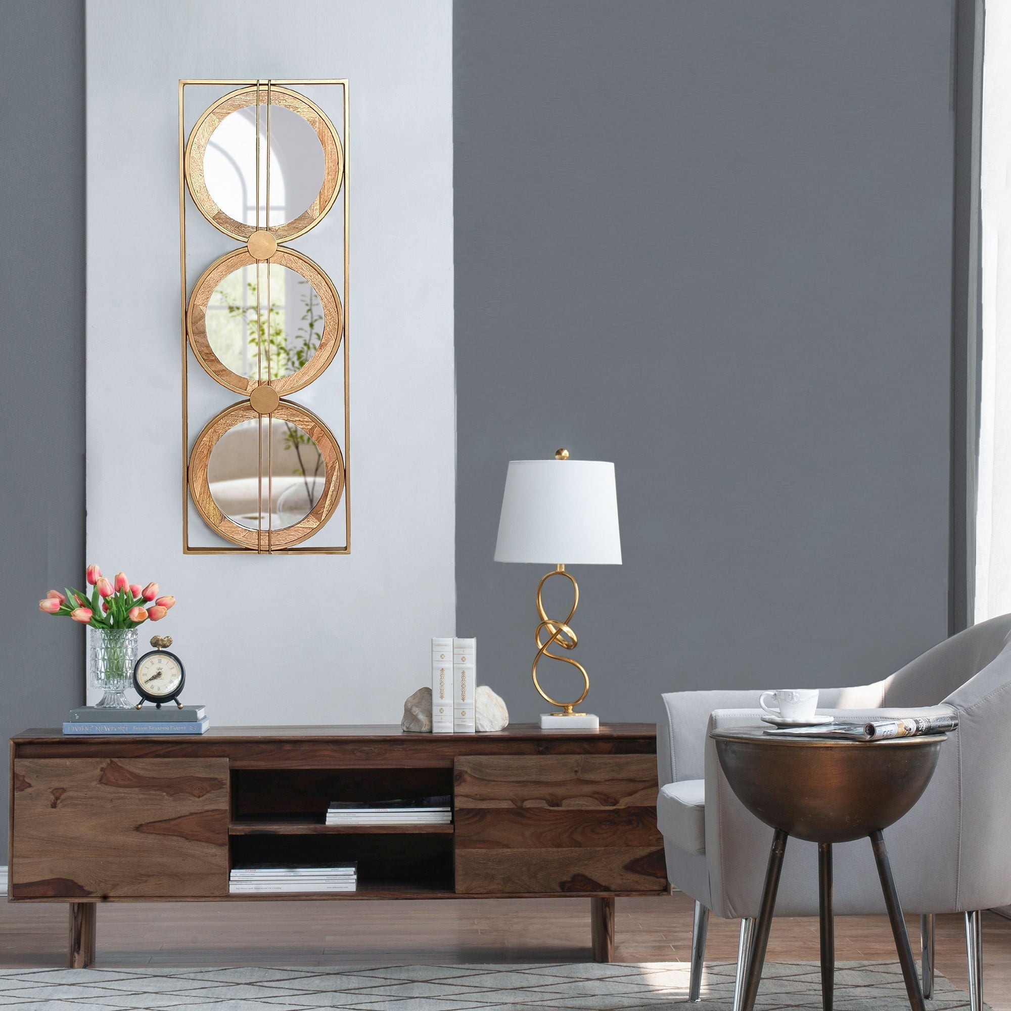 3 Mirror Piece Wall Mirror In Rectangular Frame