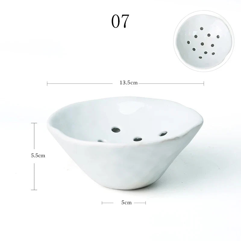 Japanese Ceramic Lotus Ikebana Flower Vase  Built-In Frog Holder