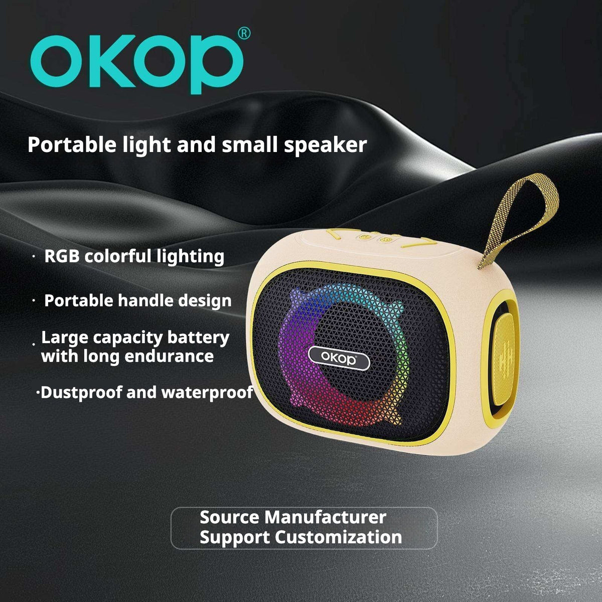 Wireless Bluetooth Speaker Long Battery Life Portable Handle RGB Lighting