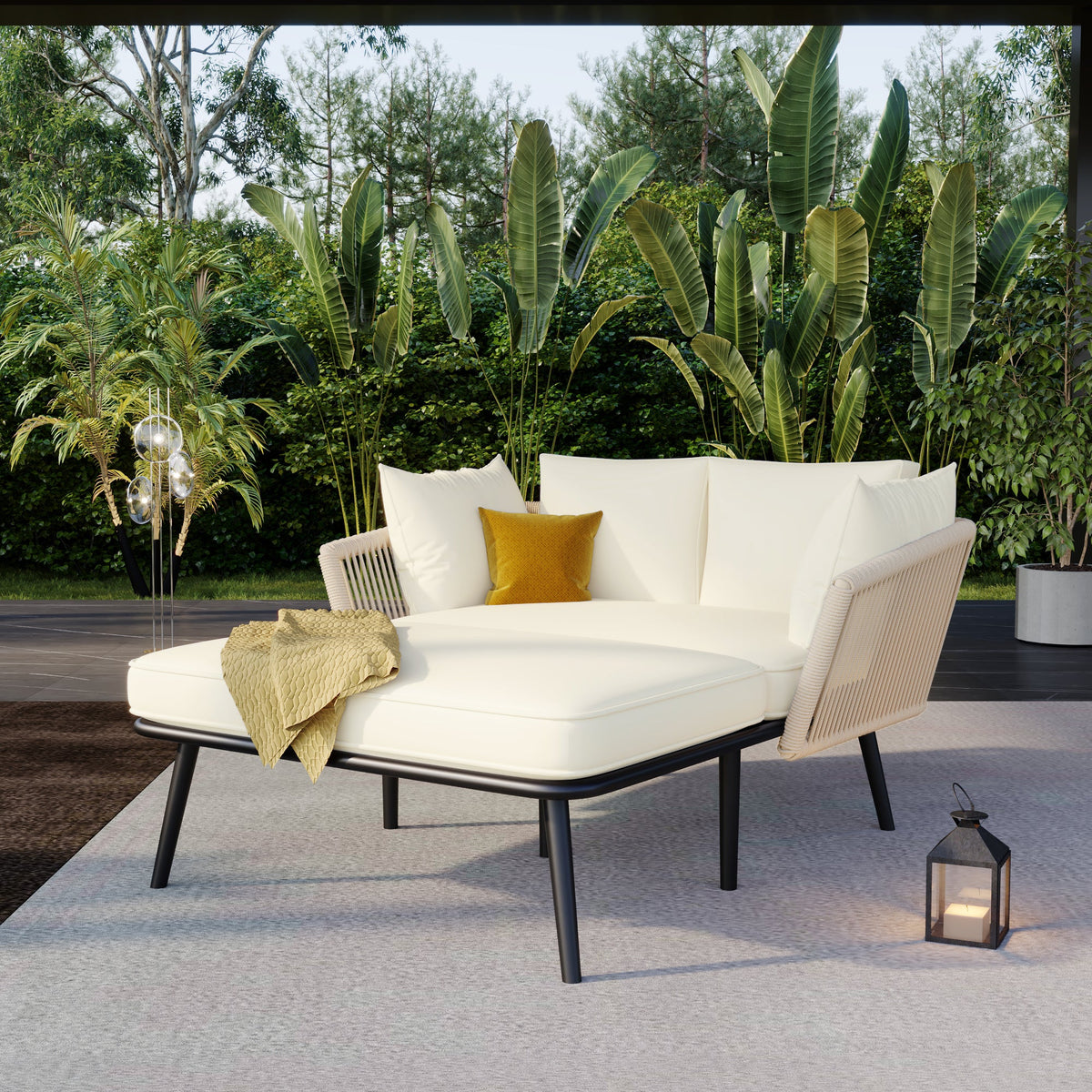 Garden Sofa With 2 Cushions And 2 Cushions,outdoor Sun Lounge, Garden Lounge, Balcony Furniture Set, Lounge Furniture, Terrace Furniture,cushions Are Removable And Washable, Beige