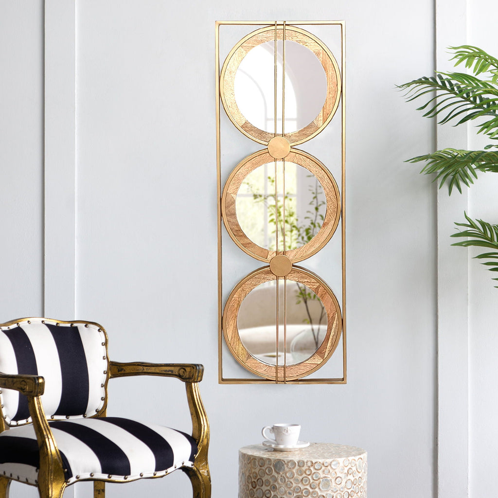 3 Mirror Piece Wall Mirror In Rectangular Frame