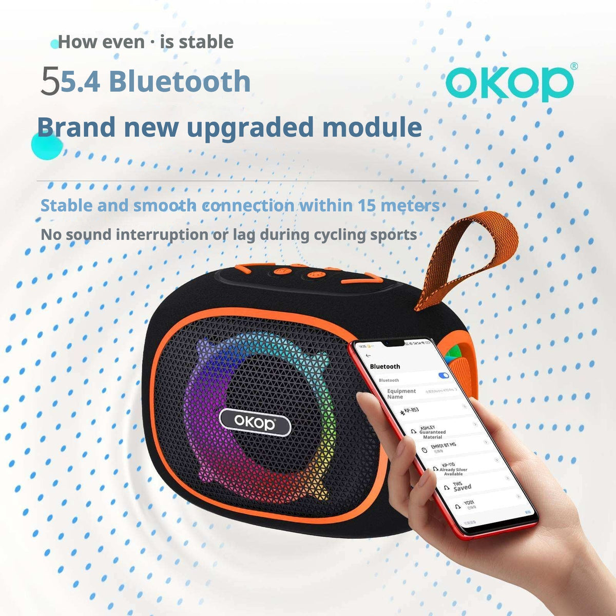 Wireless Bluetooth Speaker Long Battery Life Portable Handle RGB Lighting
