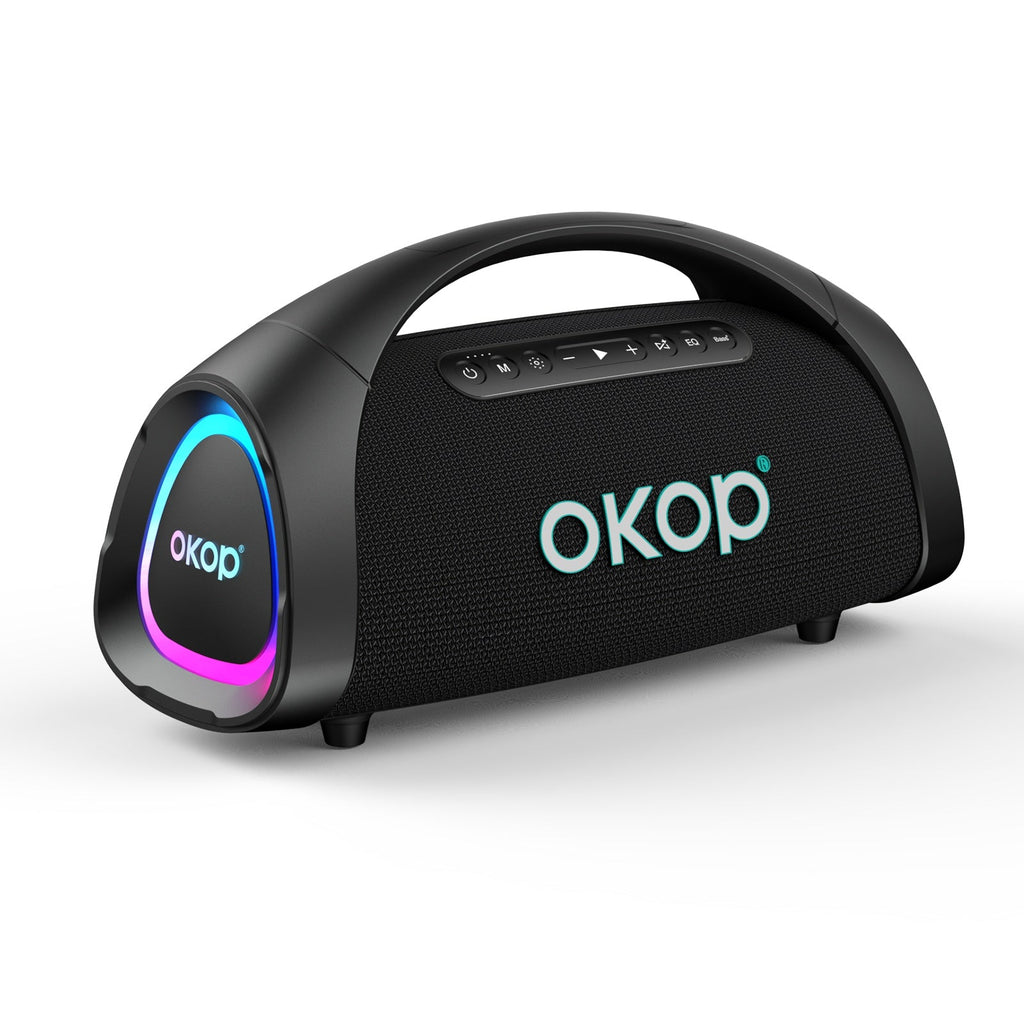 Portable Bluetooth Speaker With Handle Heavy Bass Subwoofer Ambient Lighting