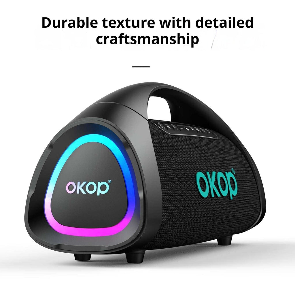 Portable Bluetooth Speaker With Handle Heavy Bass Subwoofer Ambient Lighting