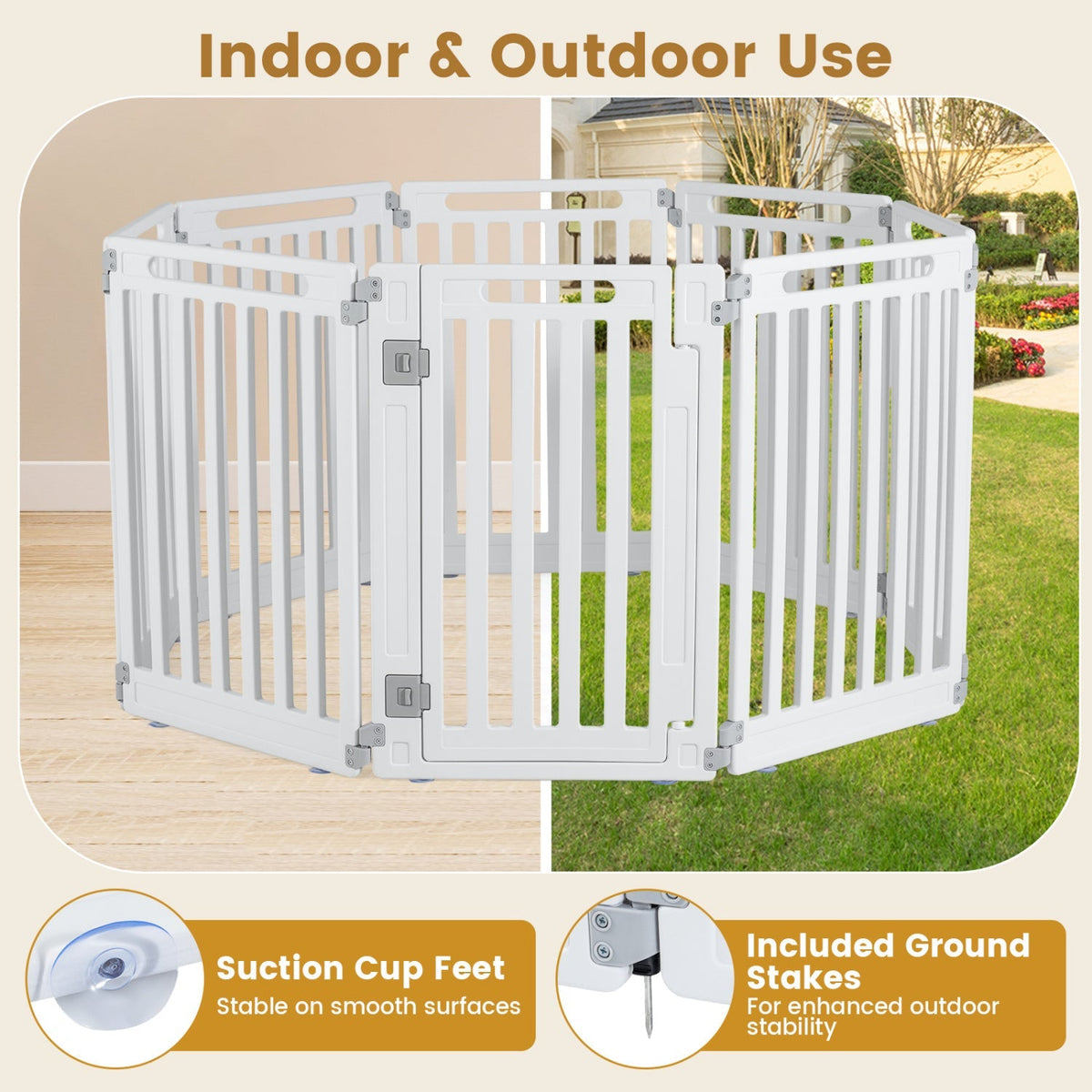 16-Panel Dog Playpen 31.5" Height Indoor Outdoor Pet Gate