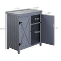 Outdoor Storage Cabinet, Outdoor Tool Shed With Galvanized Top And Two Shelves For Yard Tools Or Pool Accessories, Gray
