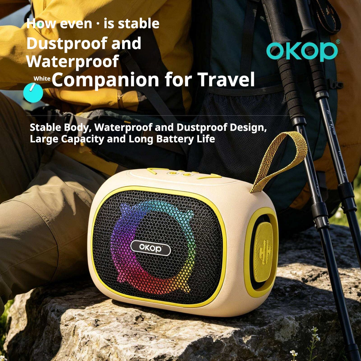 Wireless Bluetooth Speaker Long Battery Life Portable Handle RGB Lighting