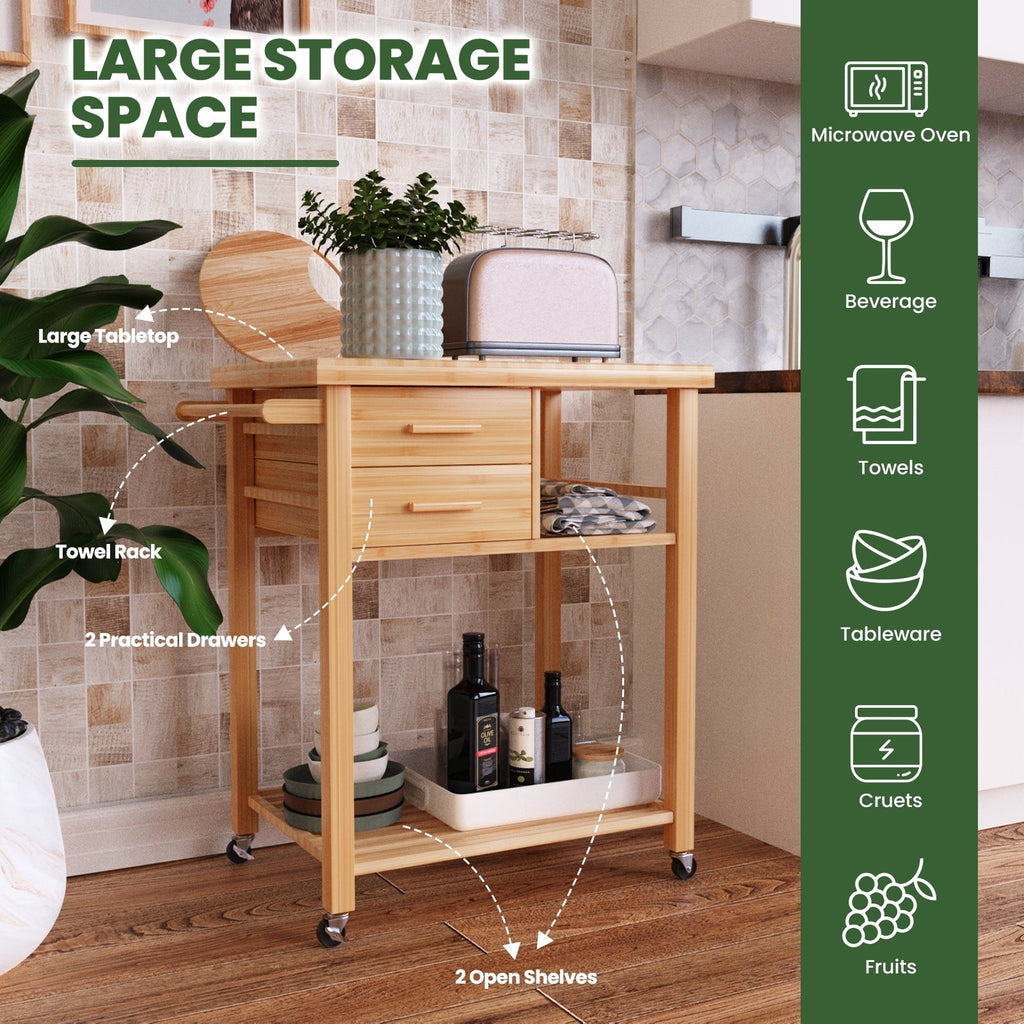 Bamboo Trolley Cart