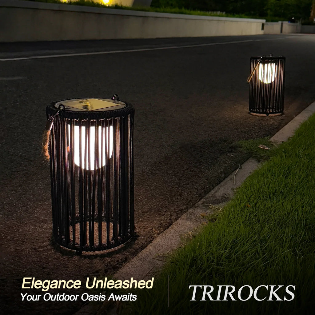 10.5'' High Solar Lantern Outdoor Table Lamp Black 2Pcs