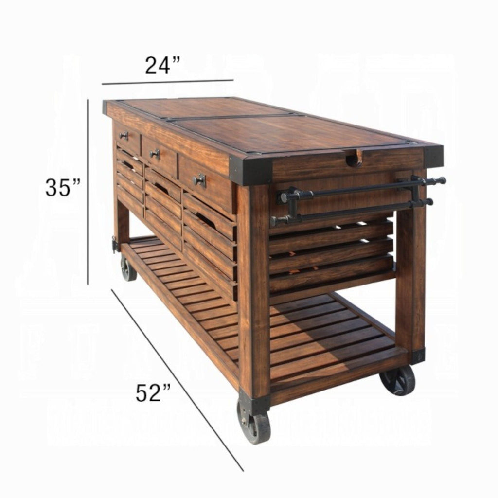 Distressed Chestnut Kitchen Cart