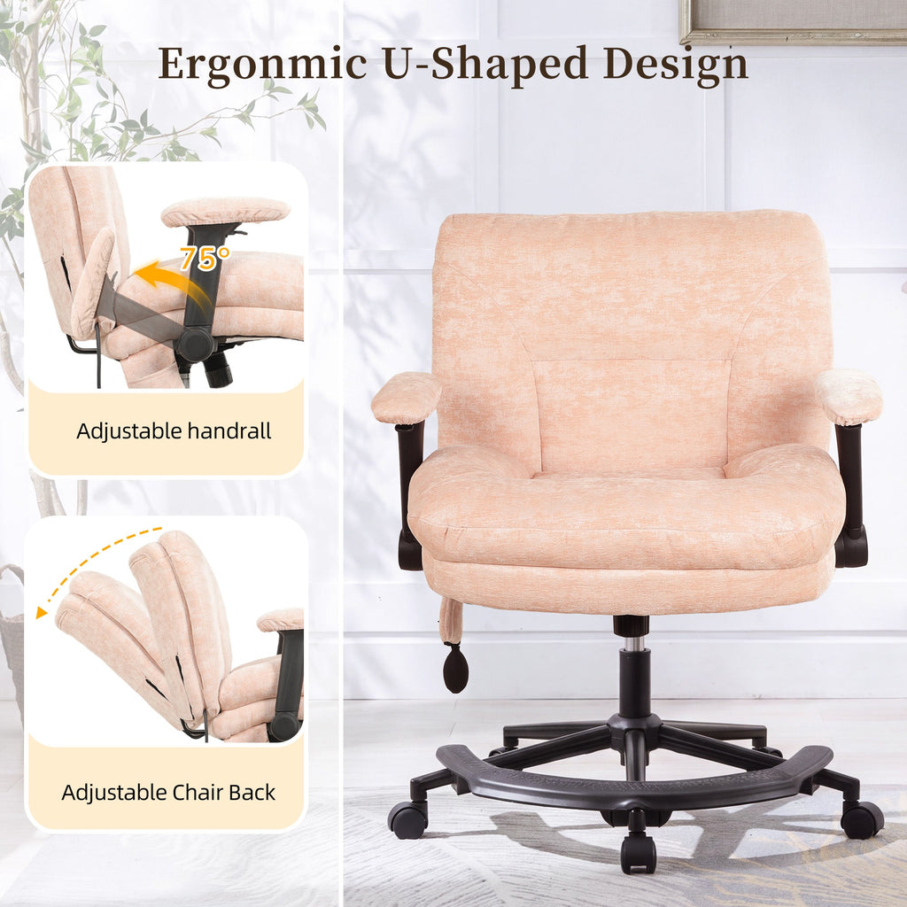 Pink Chenille Criss Cross Swivel Chair with Air Lumbar Support