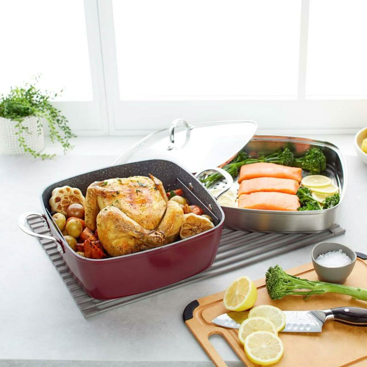 4-Piece: Curtis Stone Dura-Pan Chef Square