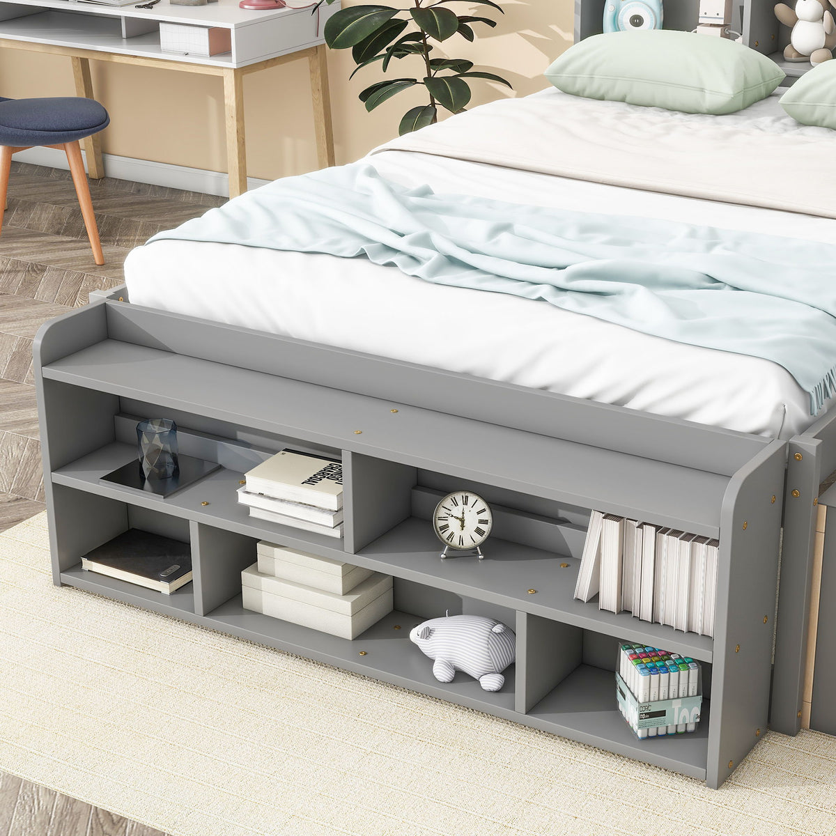 Bed With Bookcase Headboard, Under Bed Storage Drawers