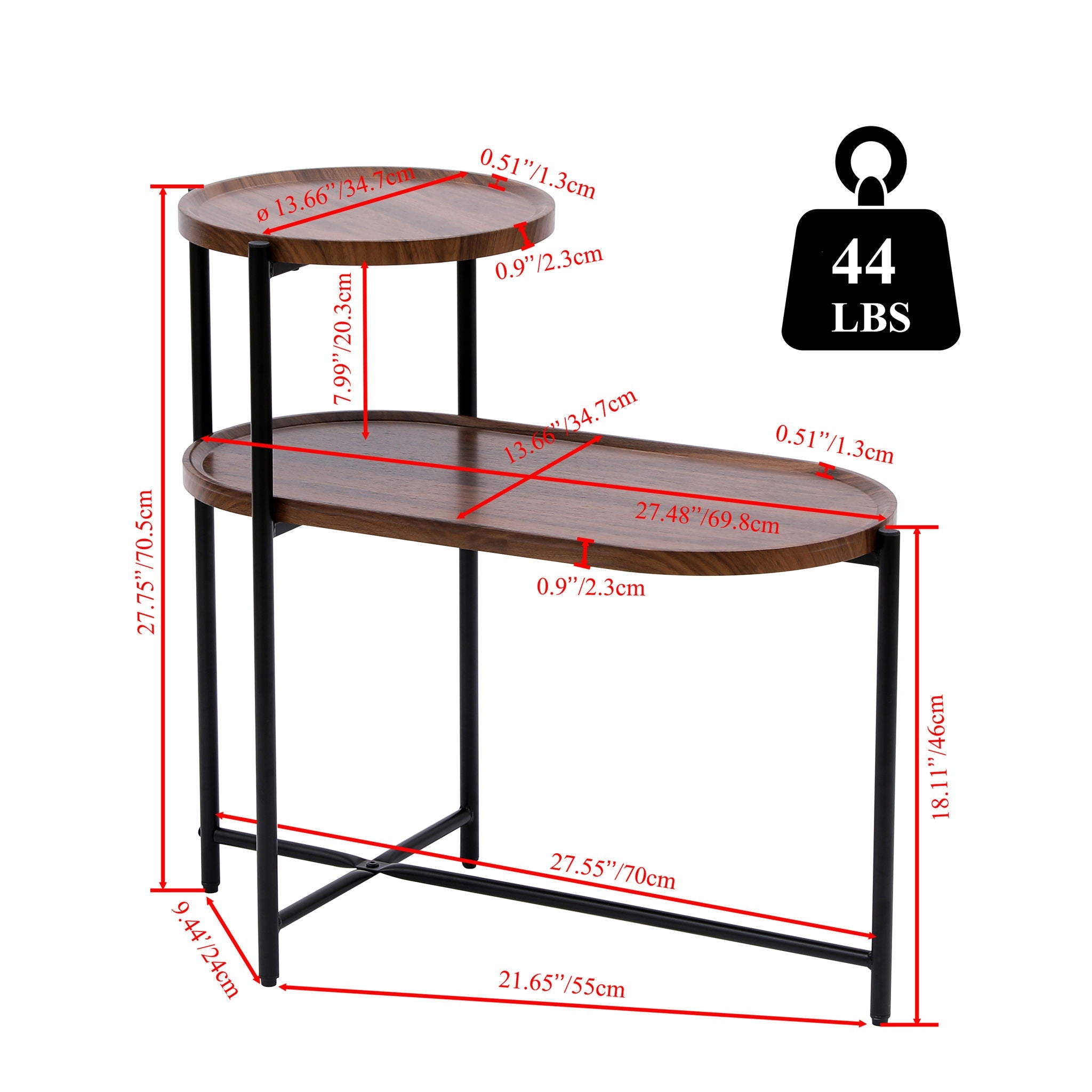 Round Coffee Table With Storage Tray 2 Tier