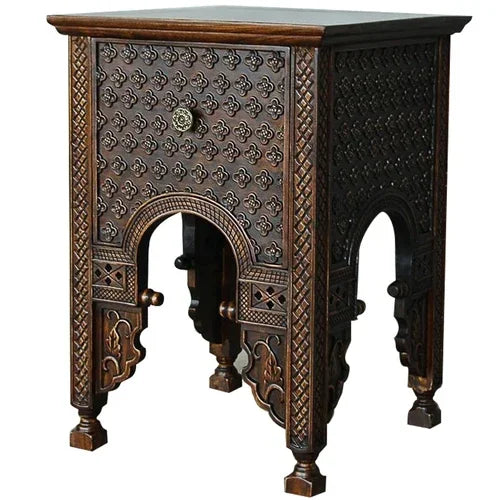 Asian Solid Wood Bedside Table – Organic Natural Log Side Table