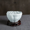 Japanese Ceramic Lotus Ikebana Flower Vase  Built-In Frog Holder
