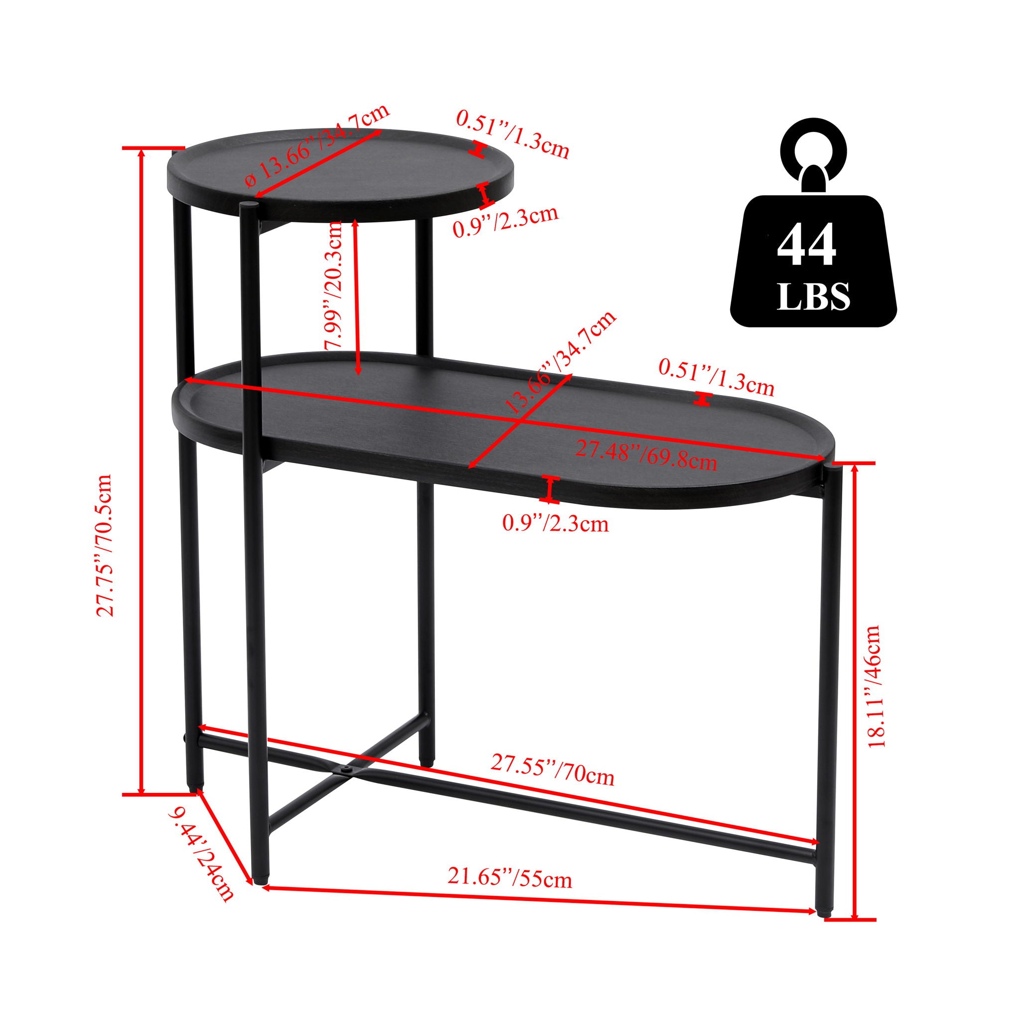 Round Coffee Table With Storage Tray 2 Tier