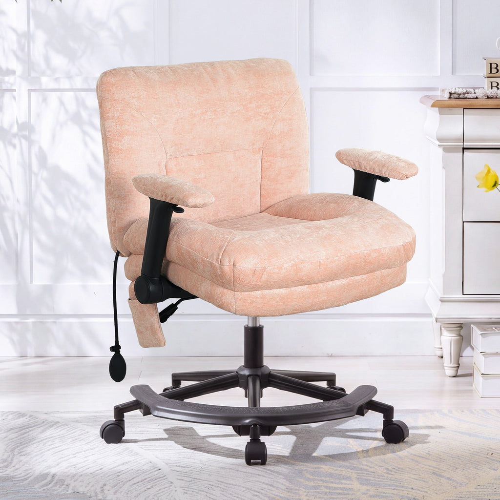 Pink Chenille Criss Cross Swivel Chair with Air Lumbar Support