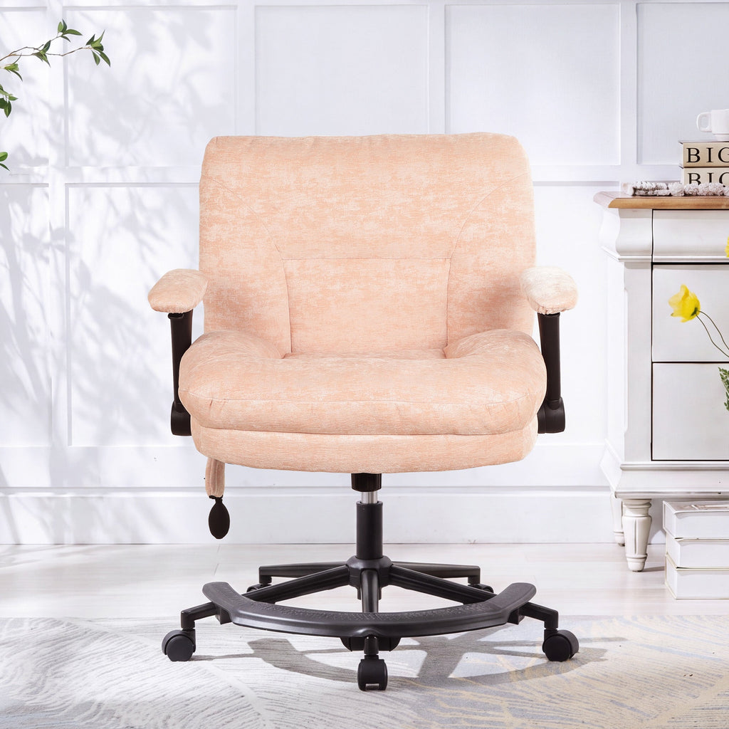 Pink Chenille Criss Cross Swivel Chair with Air Lumbar Support
