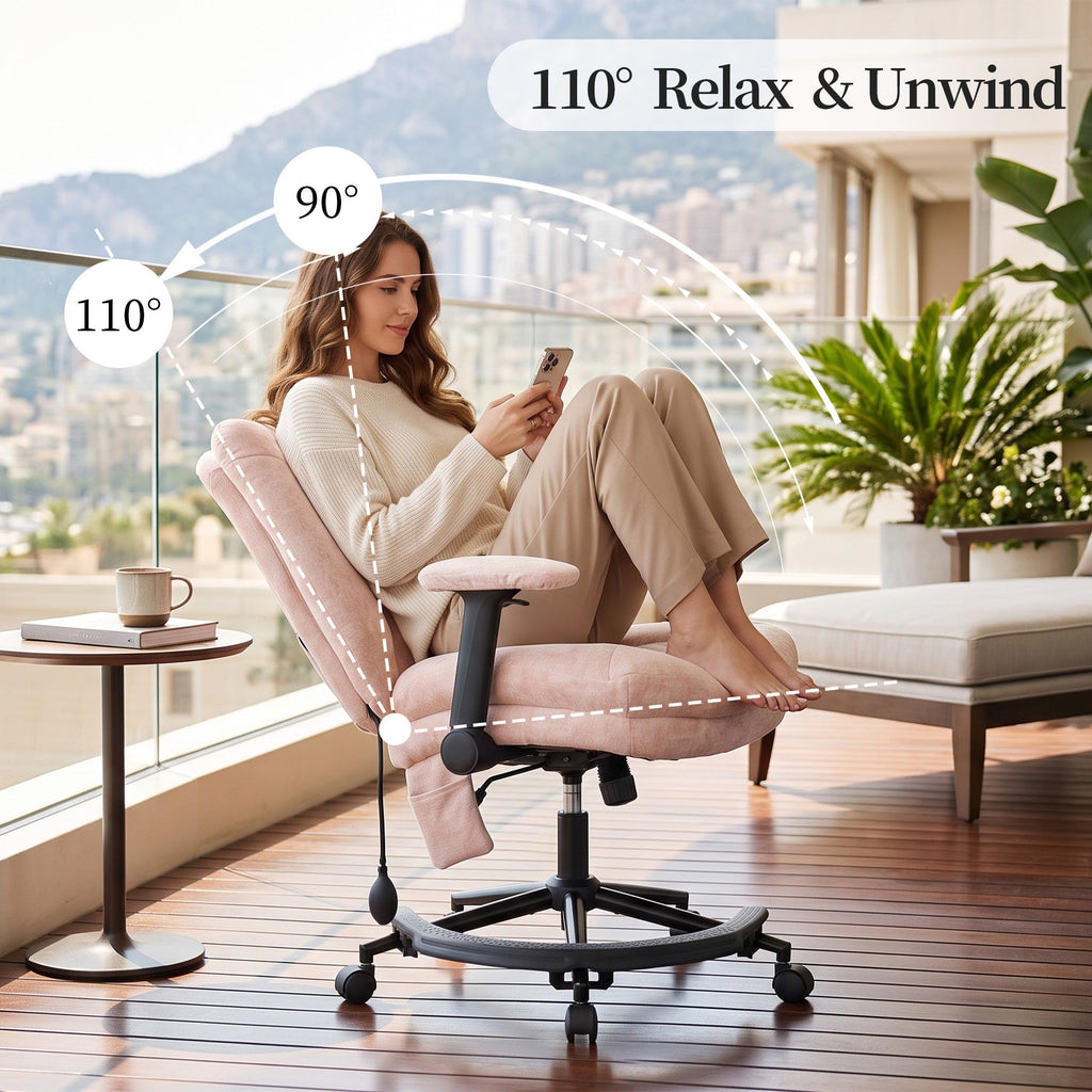 Pink Chenille Criss Cross Swivel Chair with Air Lumbar Support