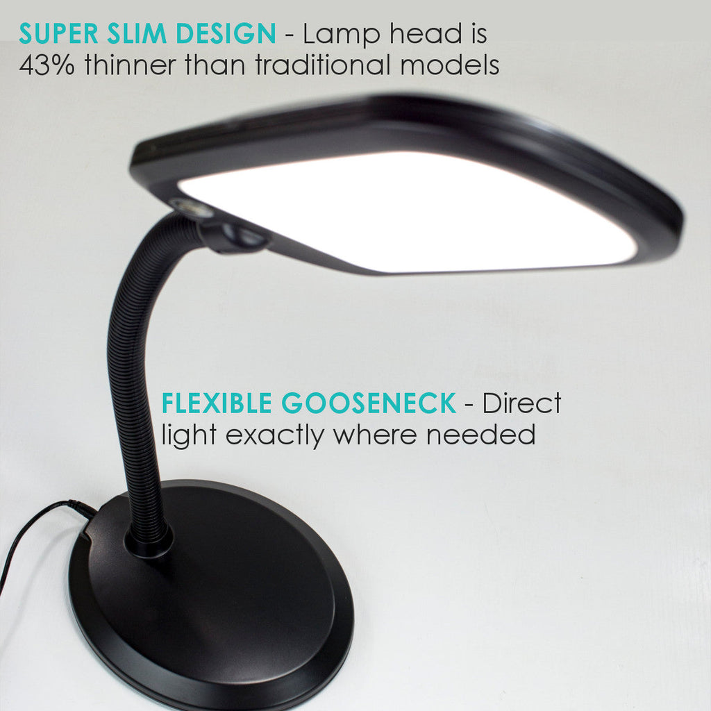 26"H Slim Design LED Bright Reader Desk Lamp Black