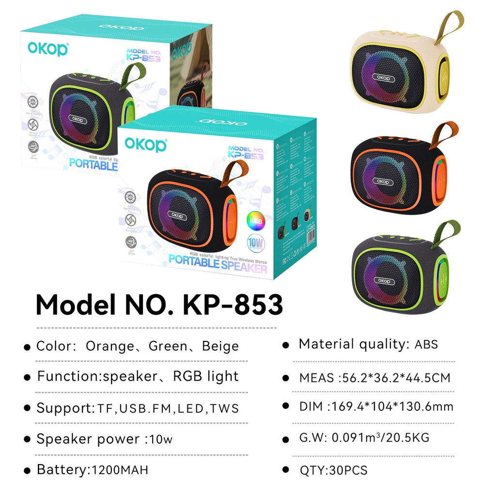 Wireless Bluetooth Speaker Long Battery Life Portable Handle RGB Lighting