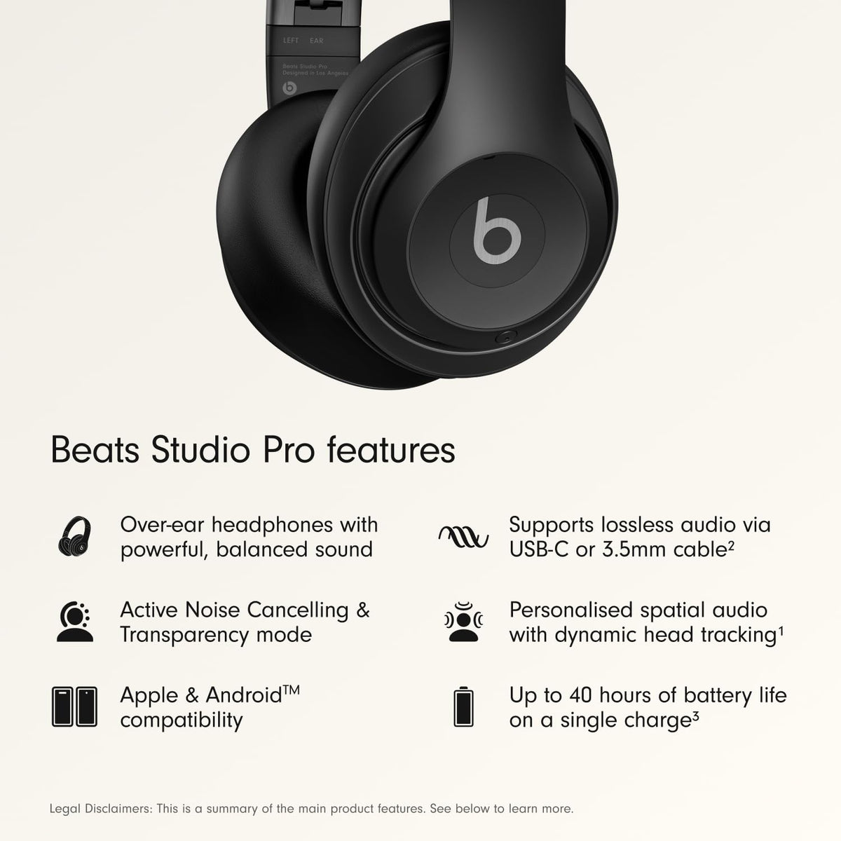 Premium Wireless Over-Ear Headphones, Active Noise Cancelling