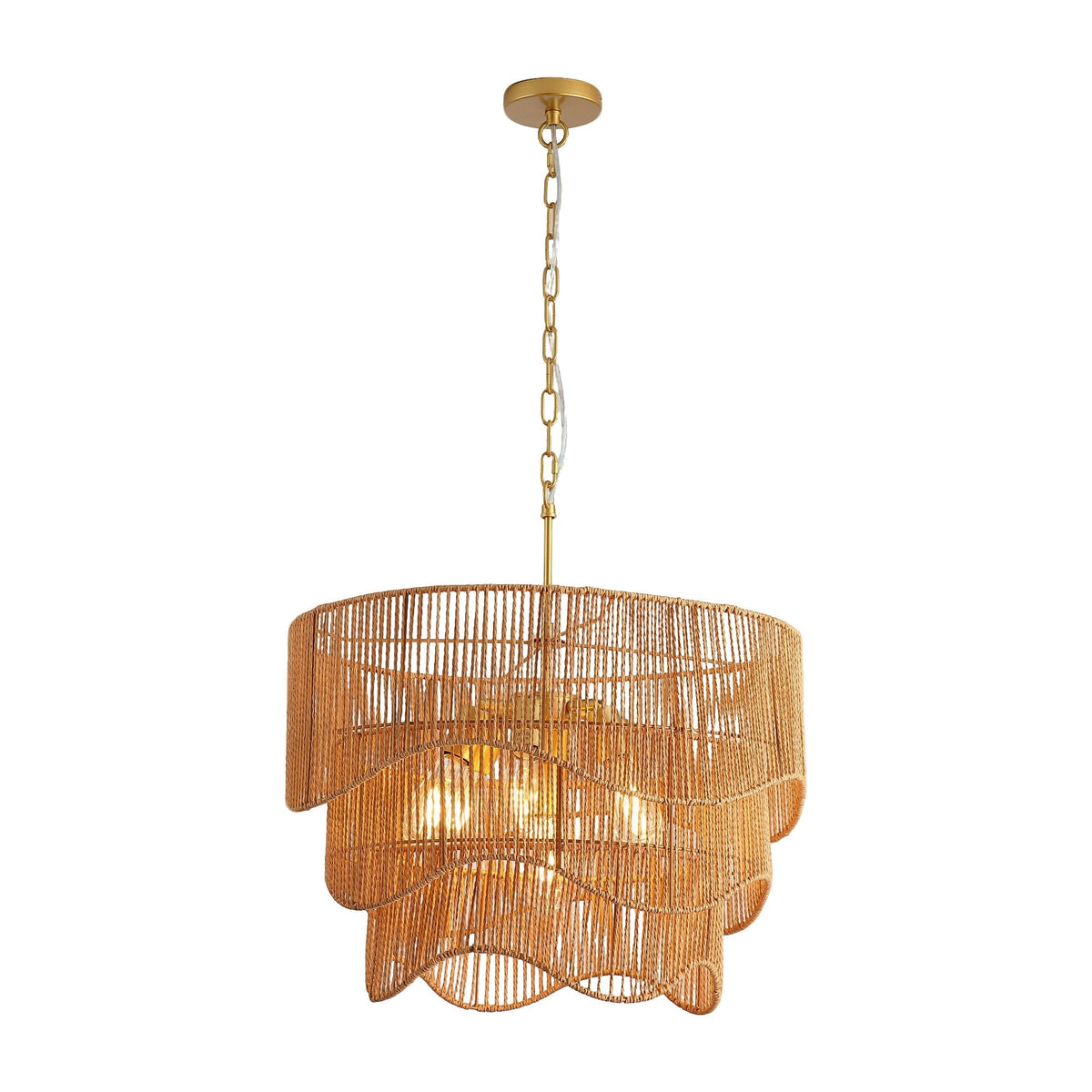 Chandelier With 7 Light E26 Base, Adjustable Height Wave Pendant Light