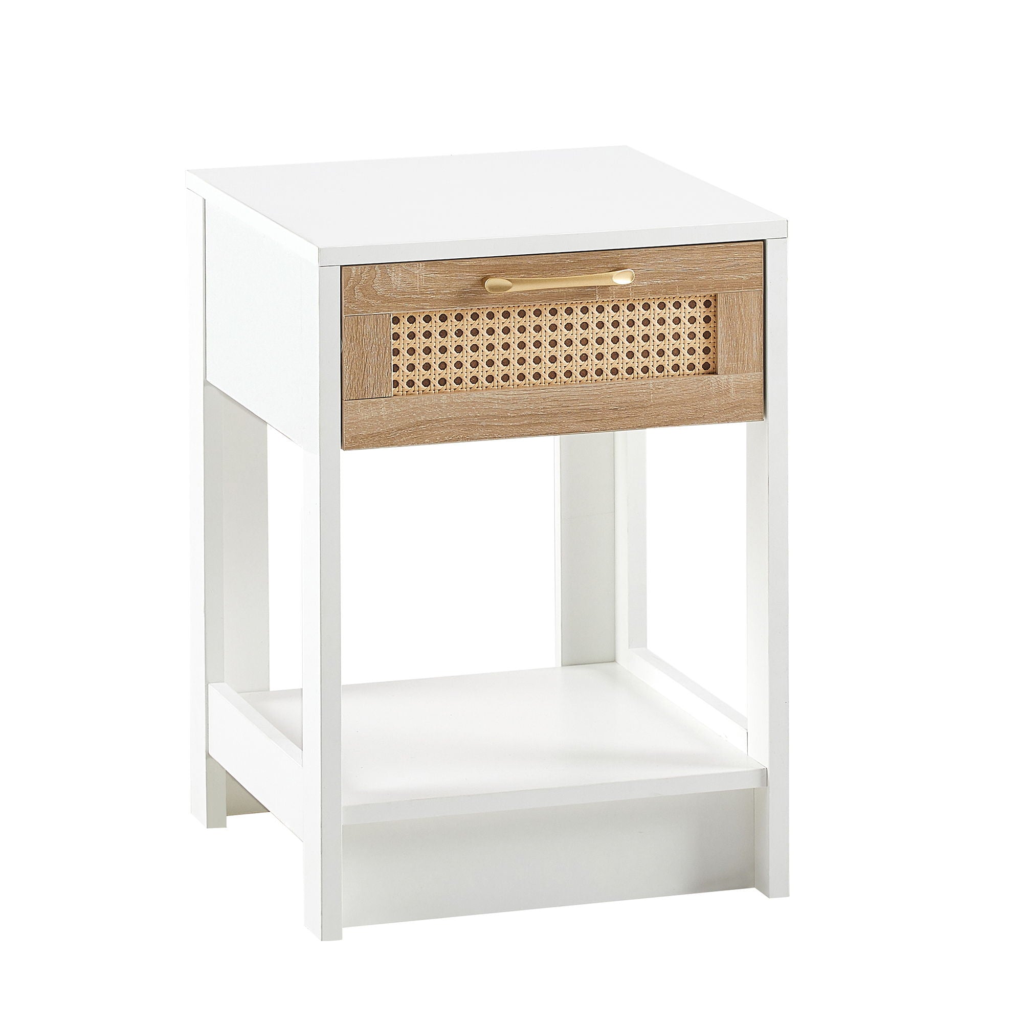 15.75" Rattan End Table With Drawer