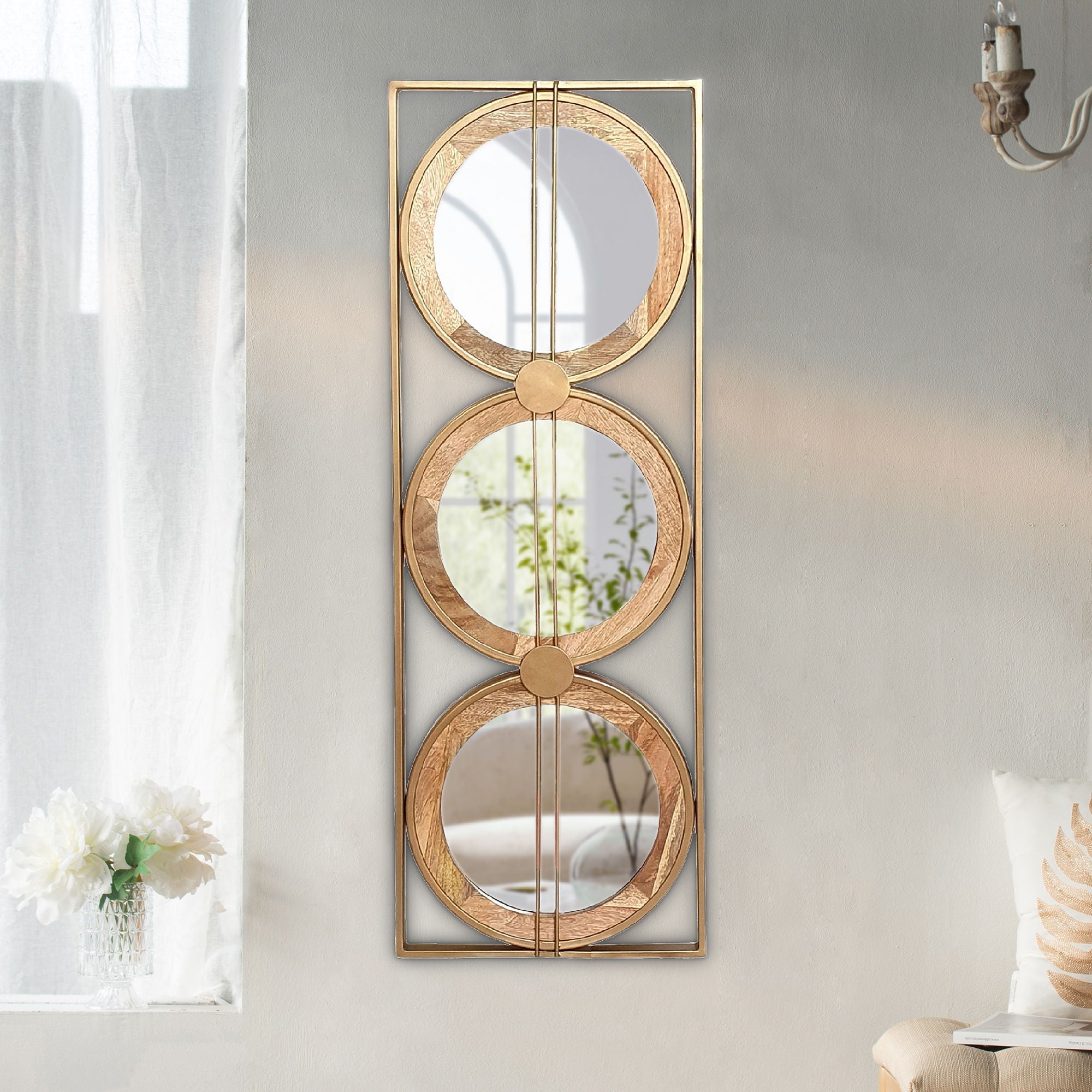 3 Mirror Piece Wall Mirror In Rectangular Frame