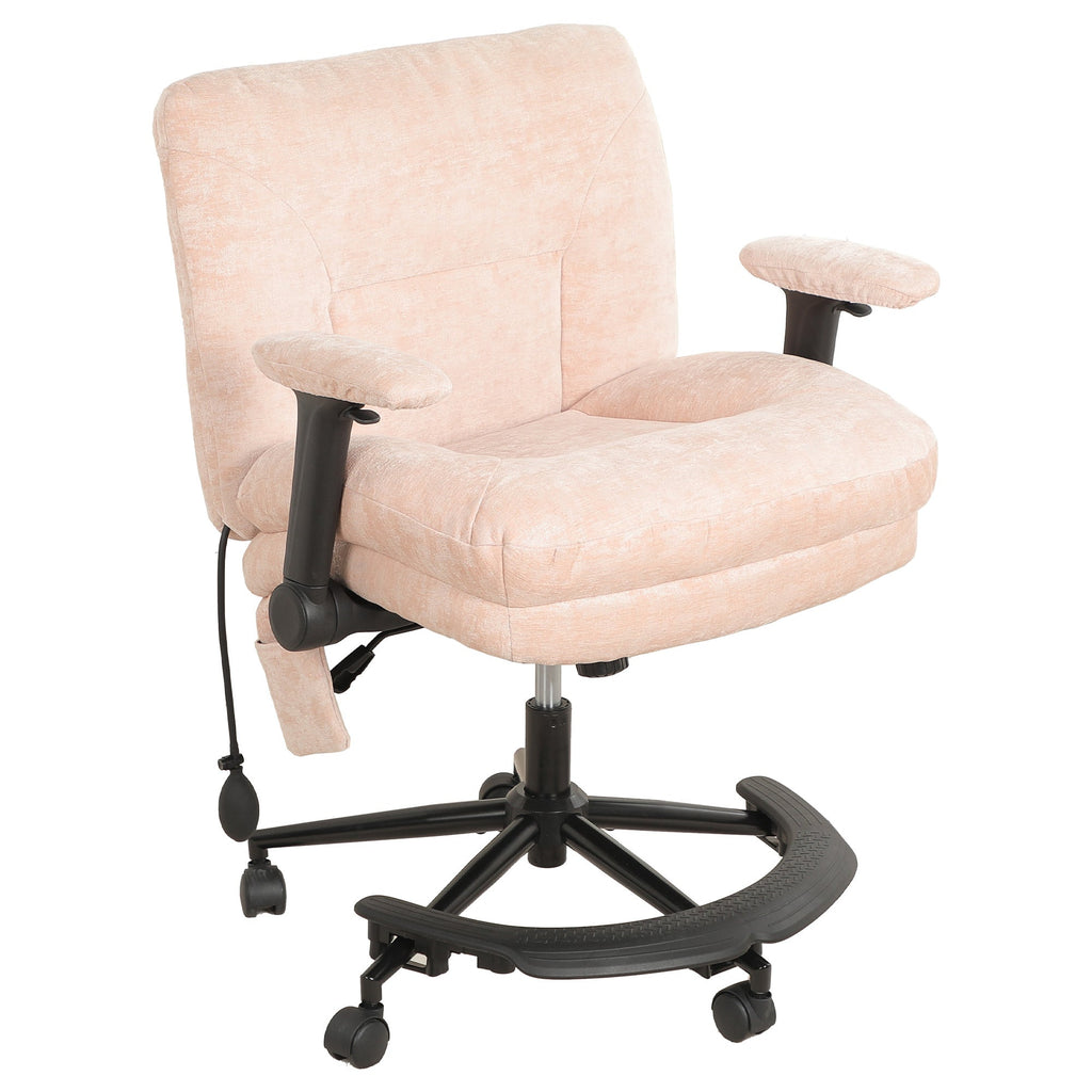 Pink Chenille Criss Cross Swivel Chair with Air Lumbar Support
