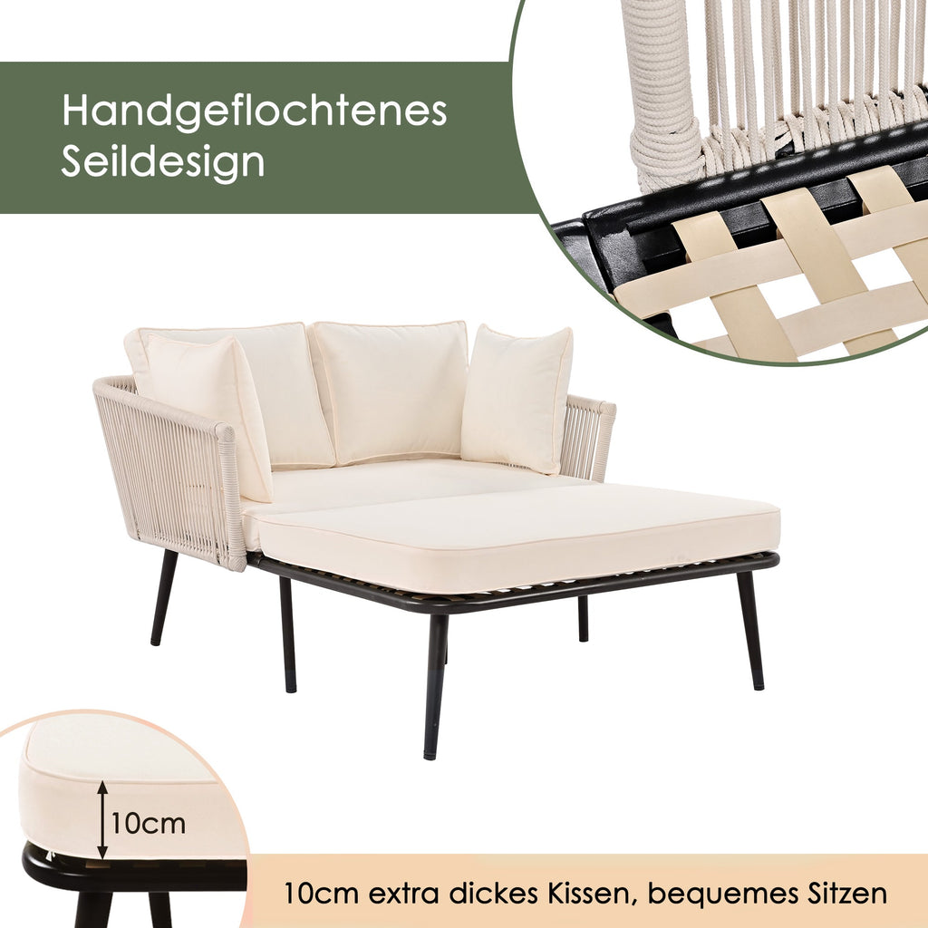 Garden Sofa With 2 Cushions And 2 Cushions,outdoor Sun Lounge, Garden Lounge, Balcony Furniture Set, Lounge Furniture, Terrace Furniture,cushions Are Removable And Washable, Beige