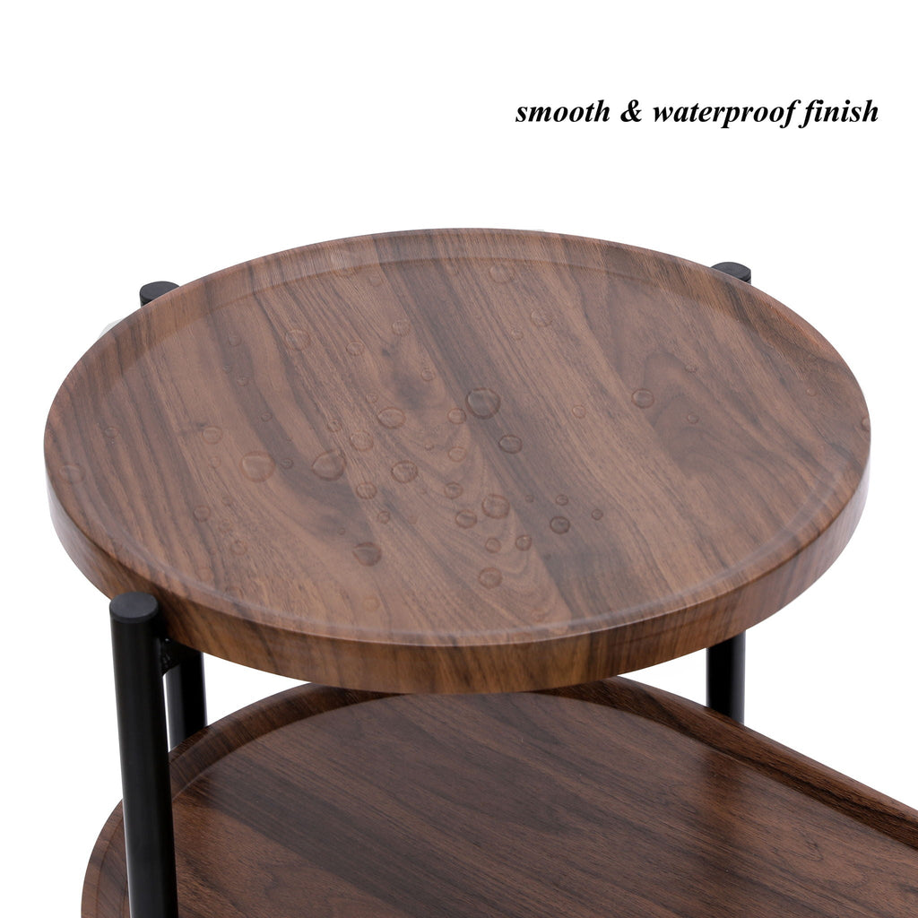 Round Coffee Table With Storage Tray 2 Tier