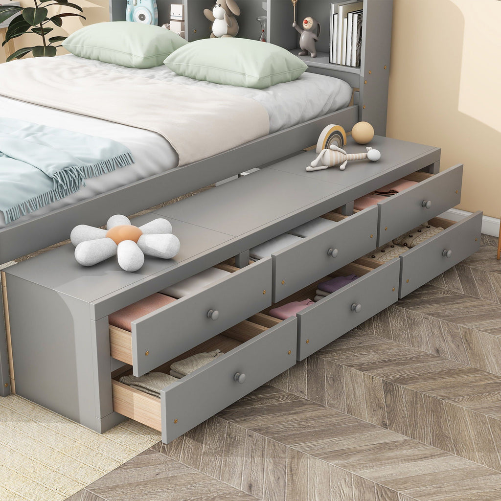 Bed With Bookcase Headboard, Under Bed Storage Drawers