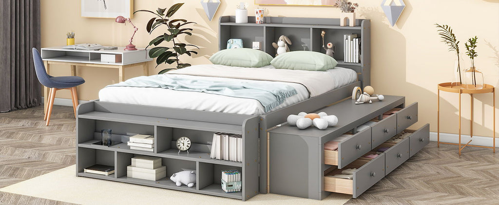 Bed With Bookcase Headboard, Under Bed Storage Drawers