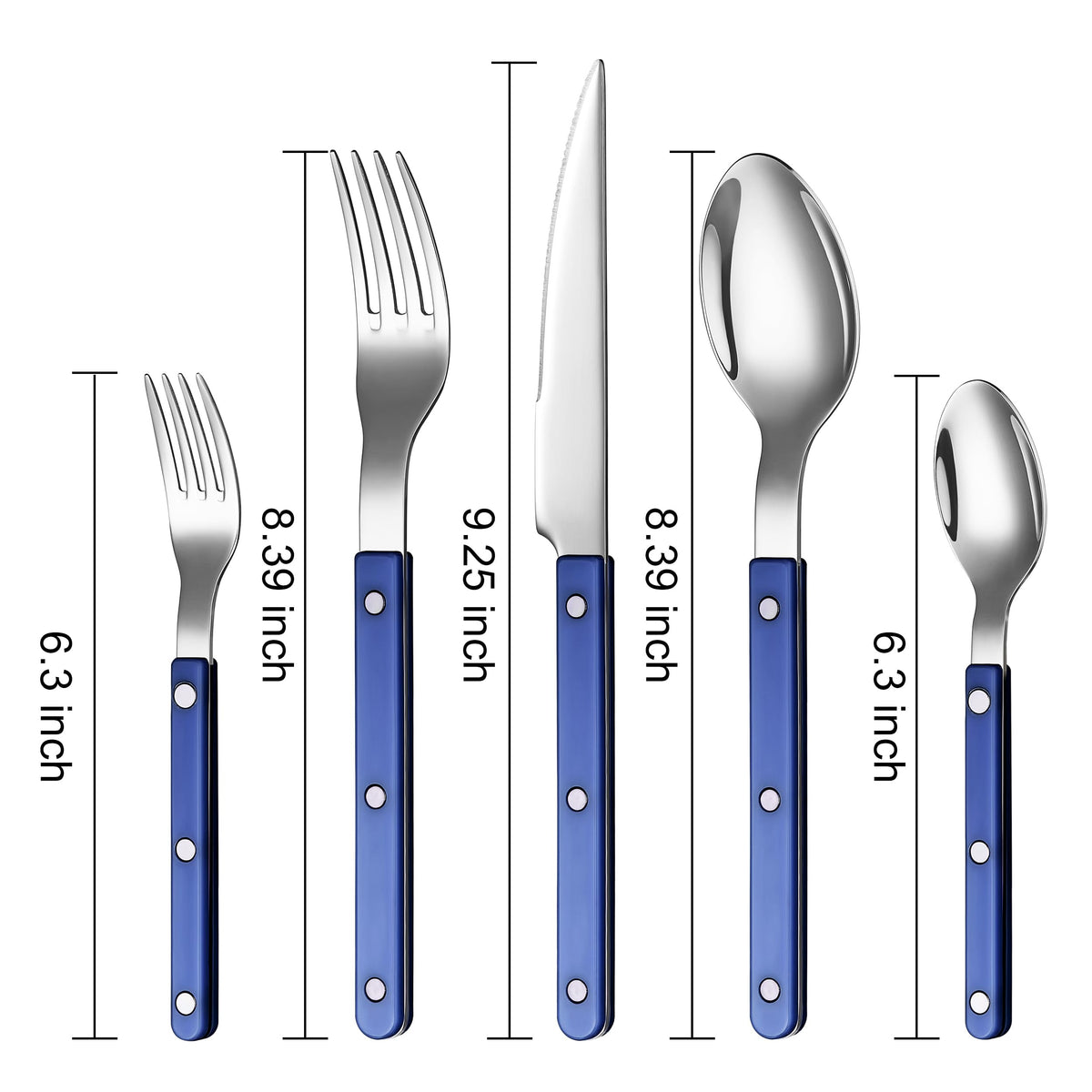 Khen Blue Cutlery Set of 20 –18/8 Stainless Steel Flatware