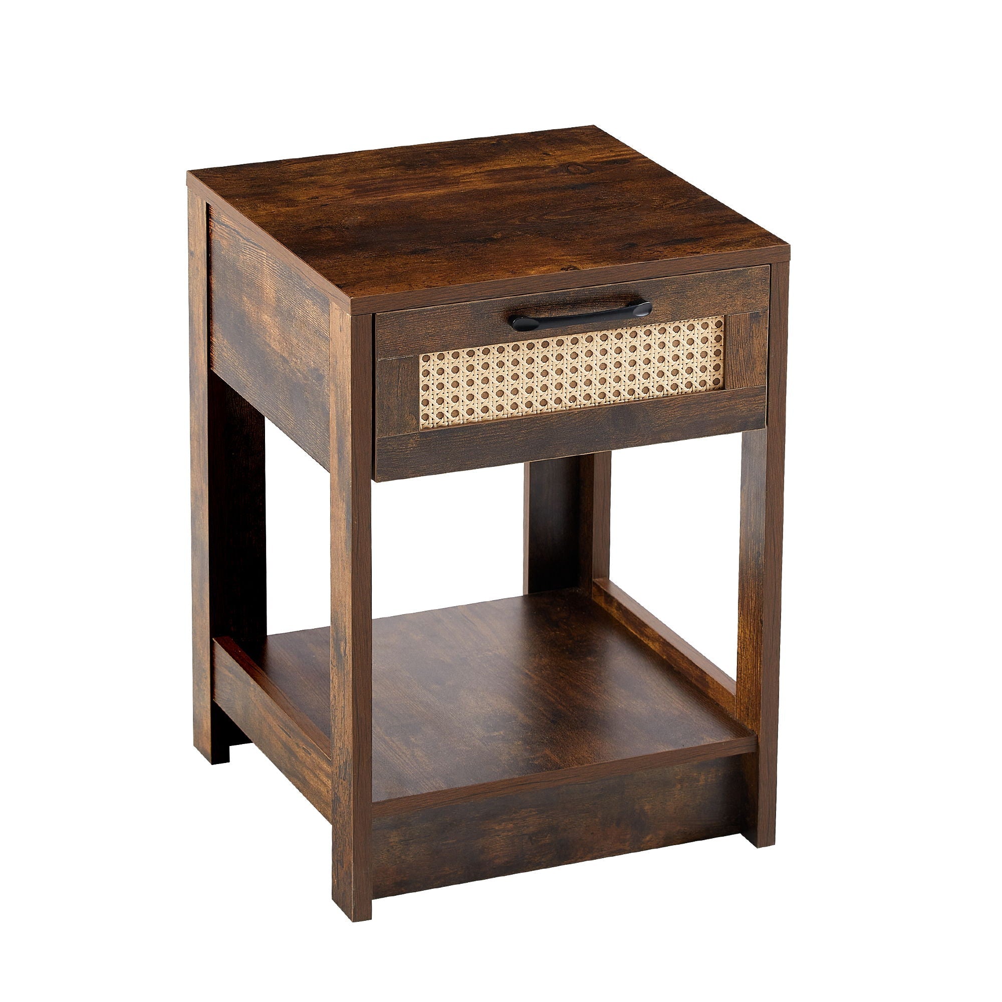 15.75" Rattan End Table With Drawer