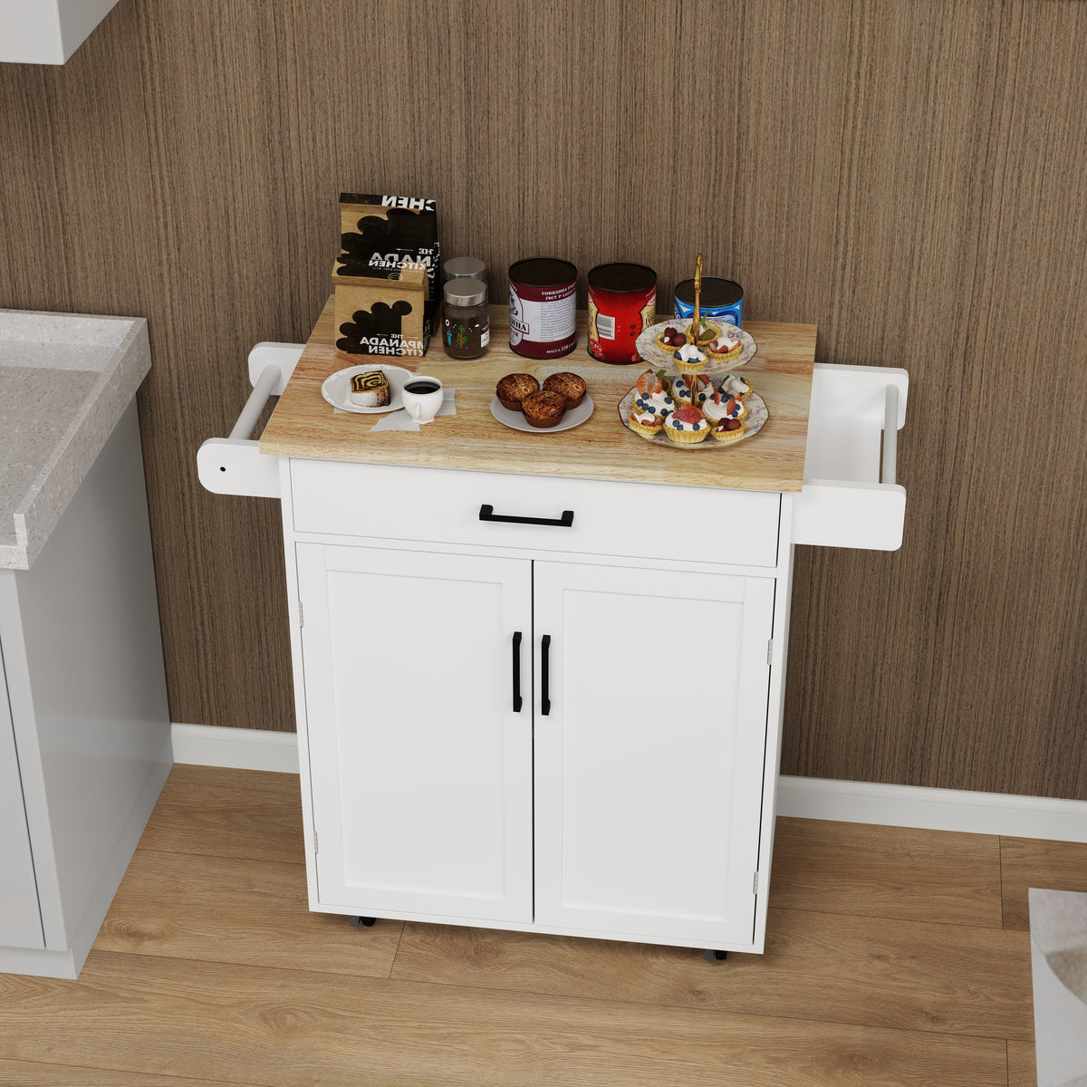 Kitchen Island Rolling Trolley Cart with 1 Drawer