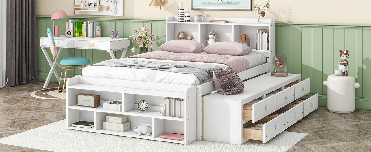 Bed With Bookcase Headboard, Under Bed Storage Drawers