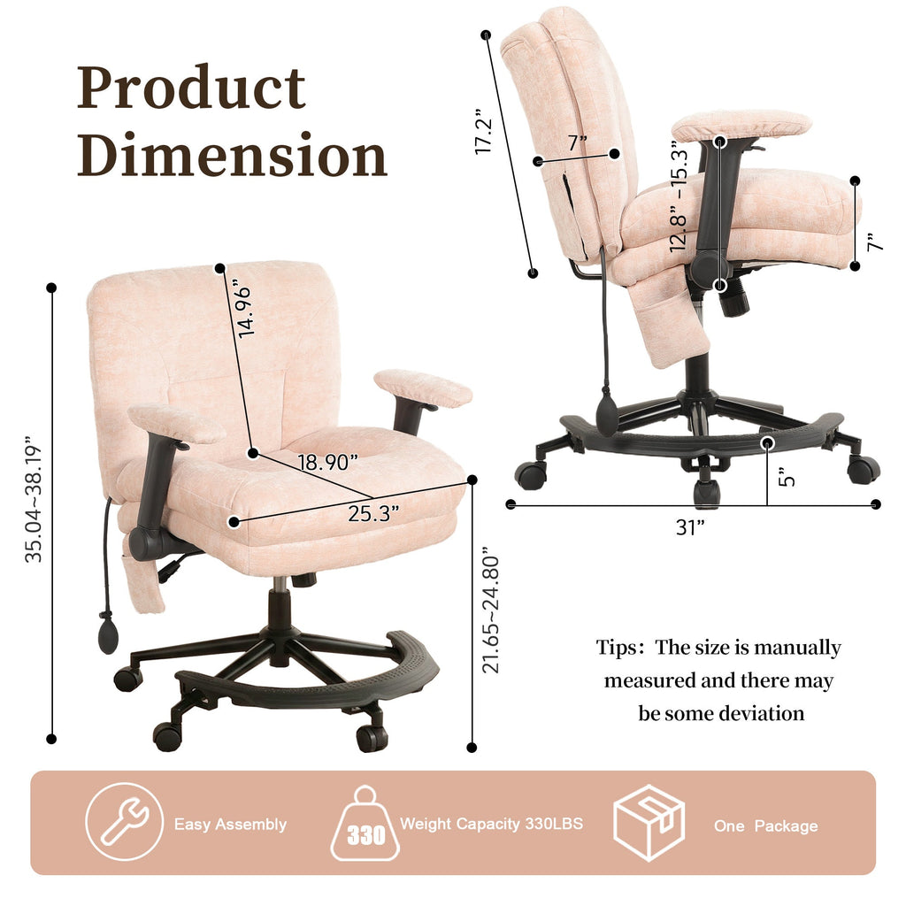 Pink Chenille Criss Cross Swivel Chair with Air Lumbar Support