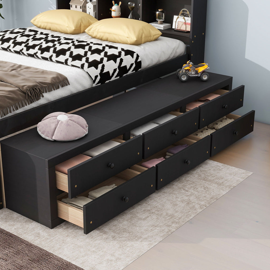 Bed With Bookcase Headboard, Under Bed Storage Drawers