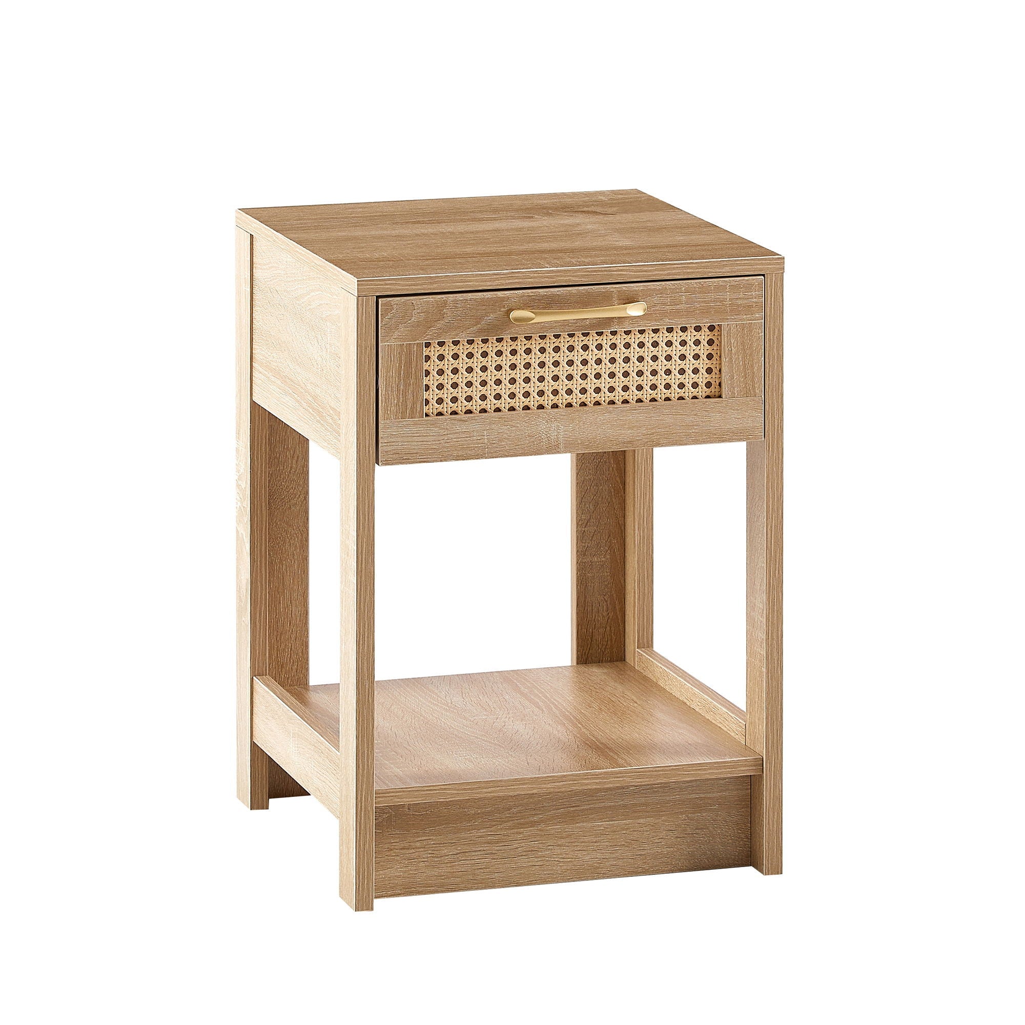 15.75" Rattan End Table With Drawer