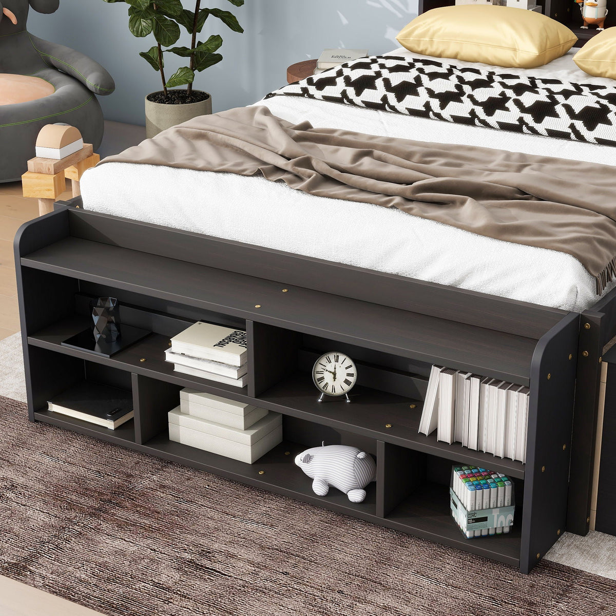 Bed With Bookcase Headboard, Under Bed Storage Drawers