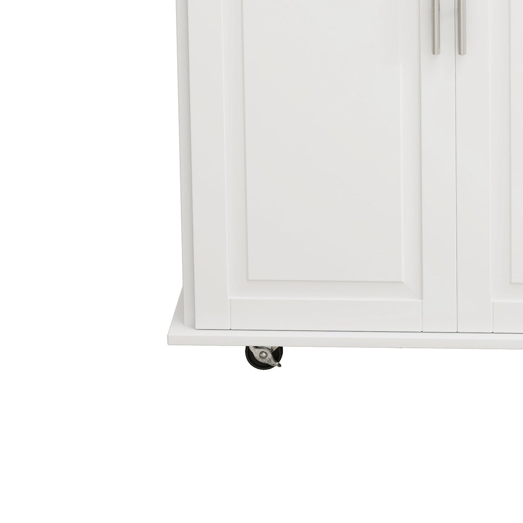 Kitchen Island Cart with 2 Door Cabinet and Three Drawers