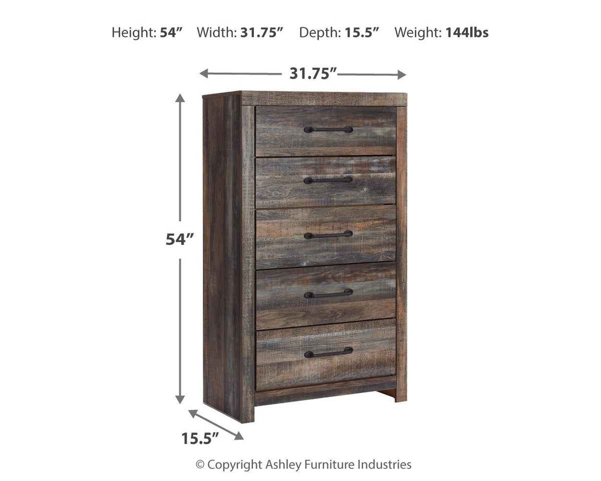 Drystan - Five Drawer Chest - Brown / Beige