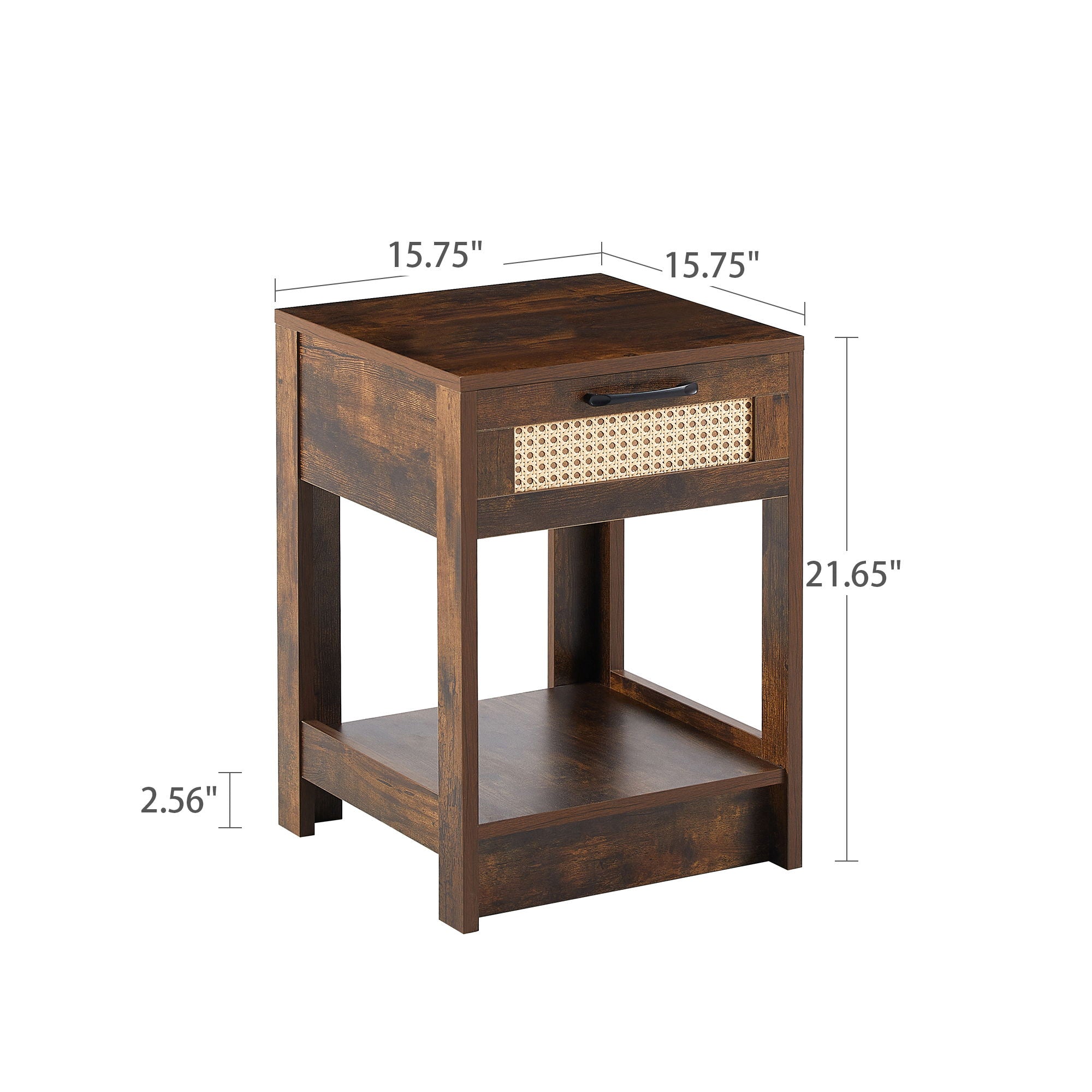 15.75" Rattan End Table With Drawer