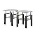 Modern Tempered Glass Tea Table,  (Set of 2) - Black