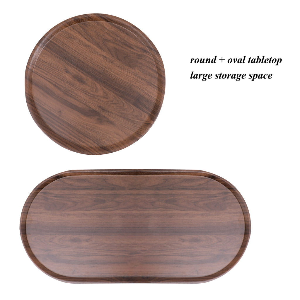 Round Coffee Table With Storage Tray 2 Tier